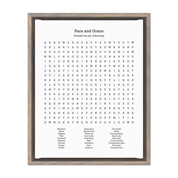 Custom Running Word Search Art Print#color-finish_gray-floater-frame