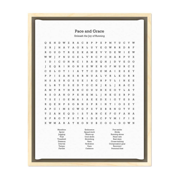 Custom Running Word Search Art Print#color-finish_light-wood-floater-frame