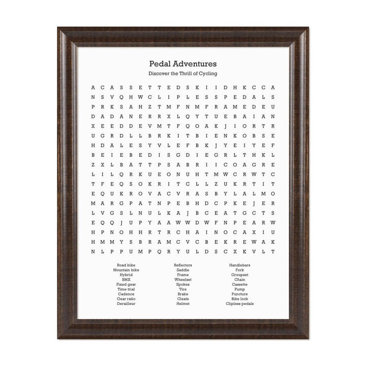 Custom Cycling Word Search Art Print#color-finish_espresso-beveled-frame