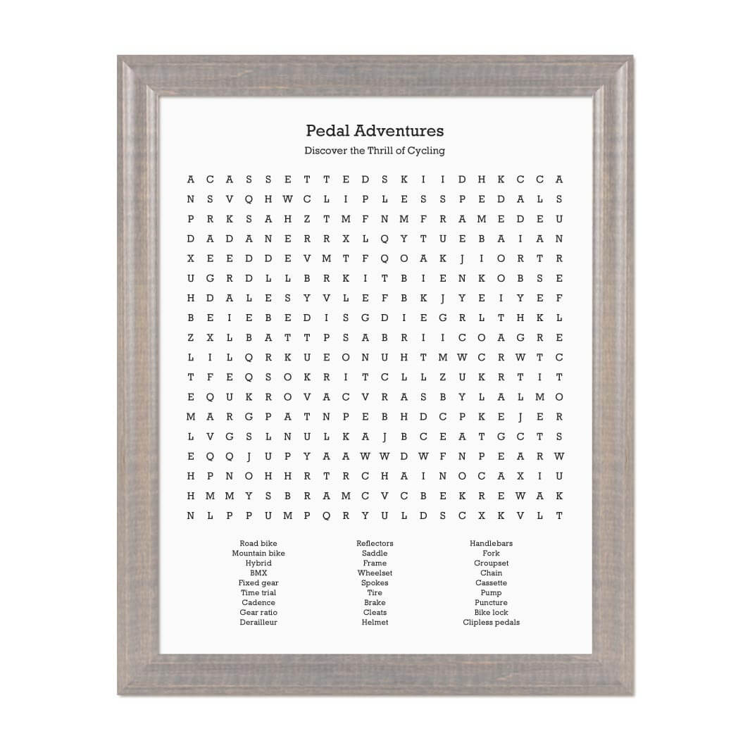 Custom Cycling Word Search Art Print#color-finish_gray-beveled-frame