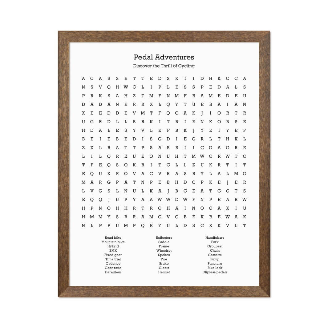 Custom Cycling Word Search Art Print#color-finish_walnut-thin-frame