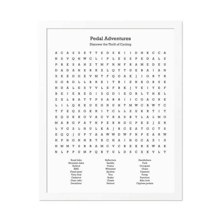Custom Cycling Word Search Art Print#color-finish_white-thin-frame