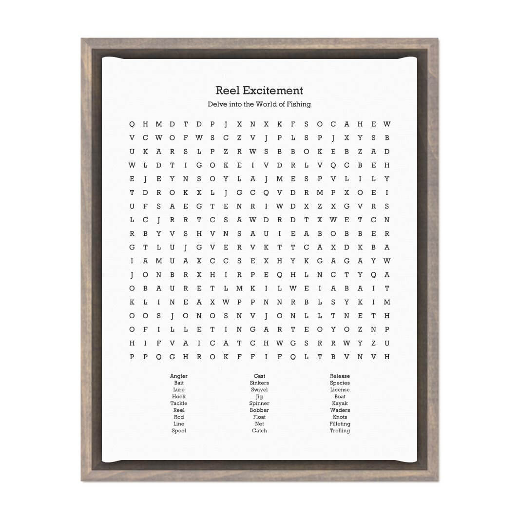 Custom Fishing Word Search Art Print#color-finish_gray-floater-frame