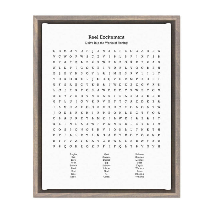 Custom Fishing Word Search Art Print#color-finish_gray-floater-frame