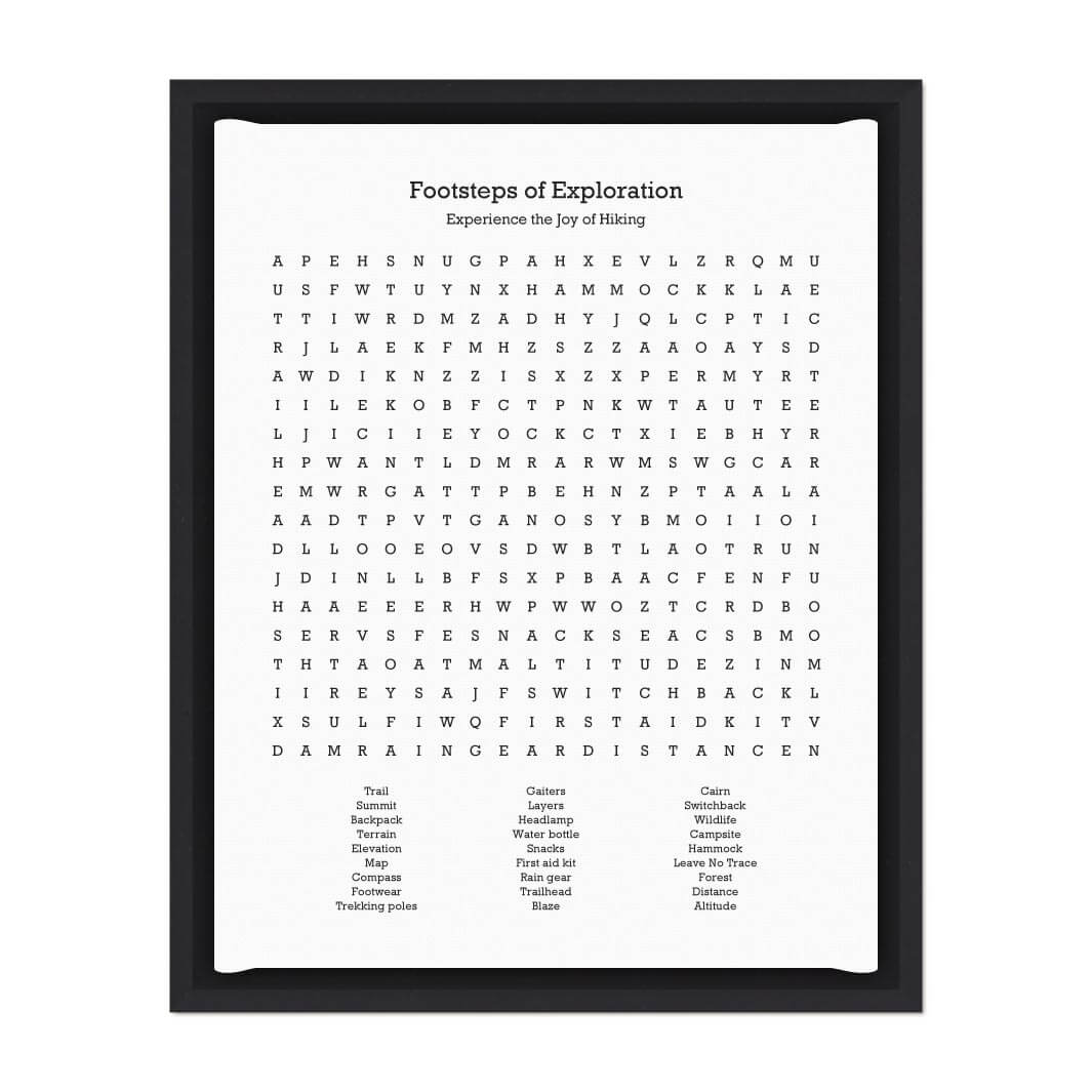 Custom Hiking Word Search Art Print#color-finish_black-floater-frame
