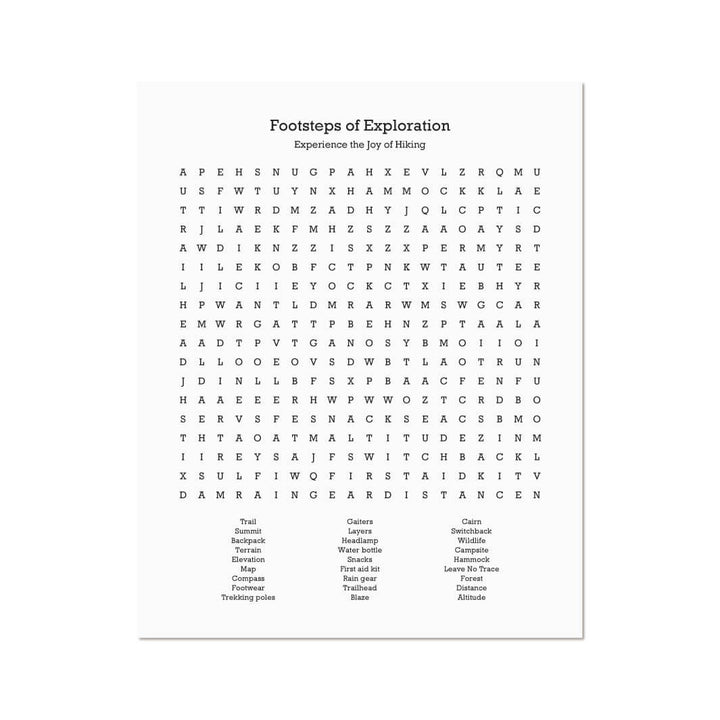 Custom Hiking Word Search Art Print#color-finish_unframed