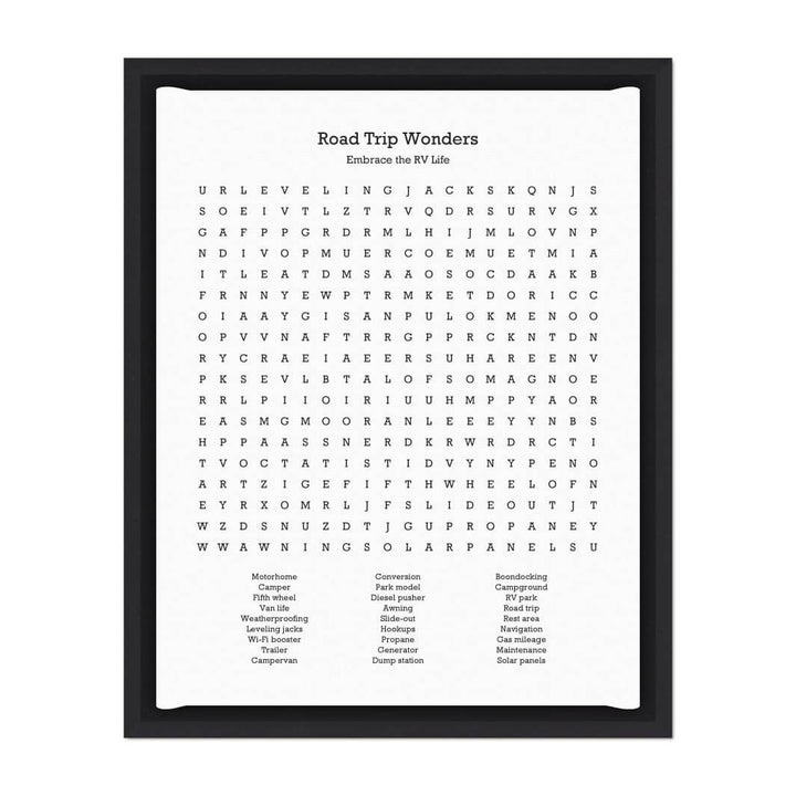Custom RV Travel Word Search Art Print#color-finish_black-floater-frame