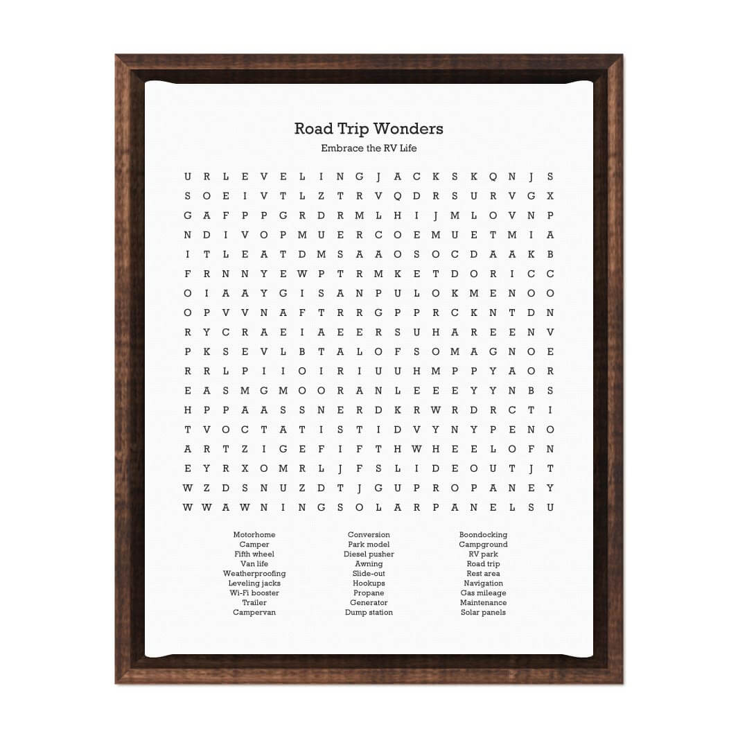 Custom RV Travel Word Search Art Print#color-finish_espresso-floater-frame