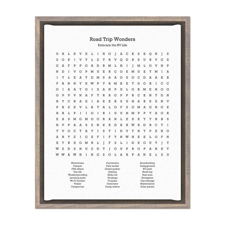 Custom RV Travel Word Search Art Print#color-finish_gray-floater-frame