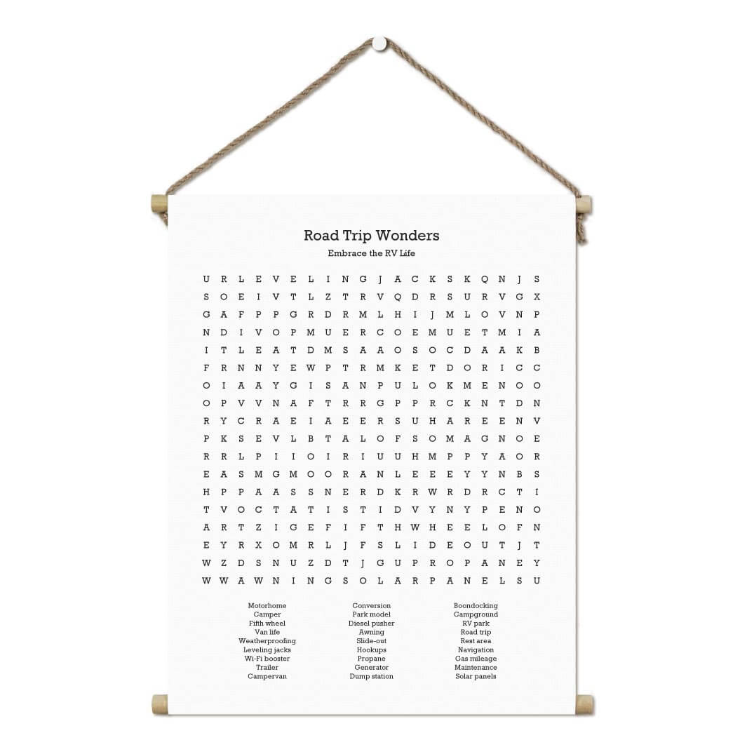 Custom RV Travel Word Search Art Print#color-finish_hanging-canvas