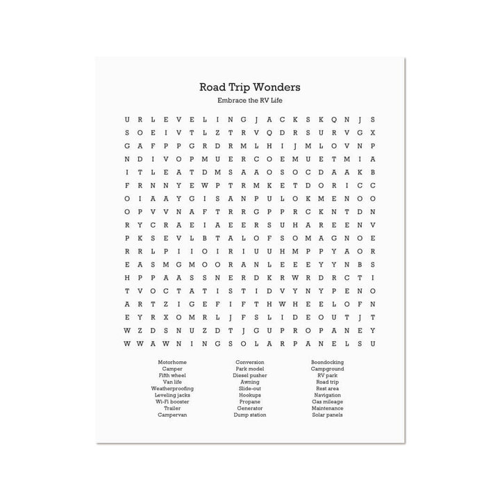 Custom RV Travel Word Search Art Print#color-finish_unframed