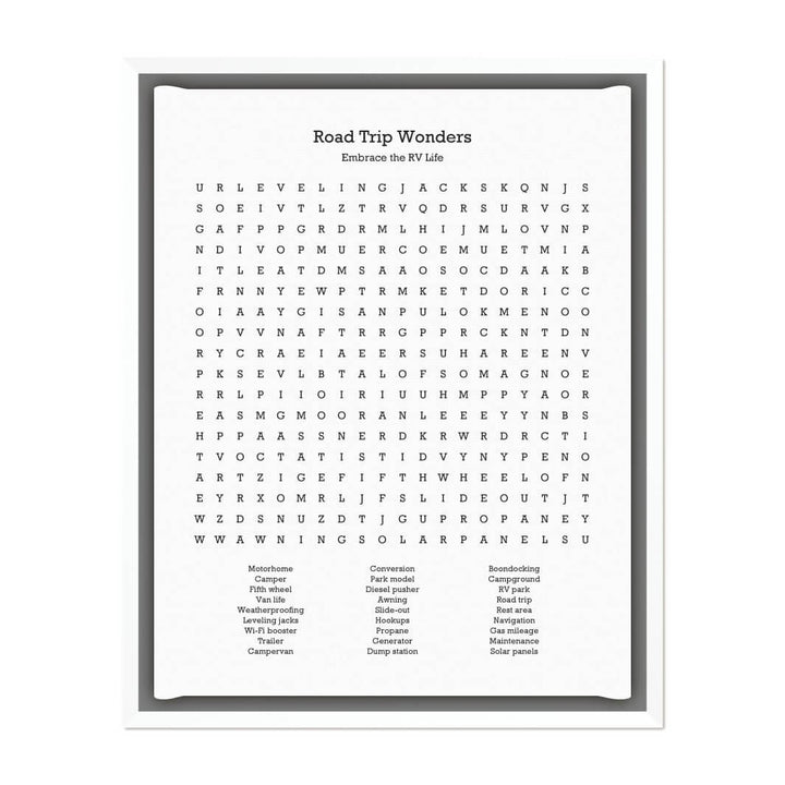 Custom RV Travel Word Search Art Print#color-finish_white-floater-frame
