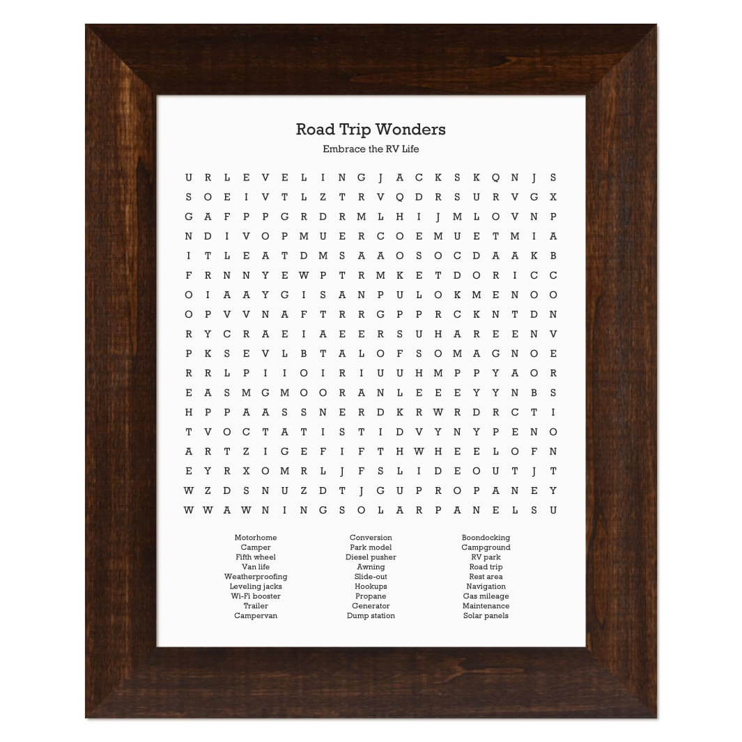 Custom RV Travel Word Search Art Print#color-finish_espresso-wide-frame