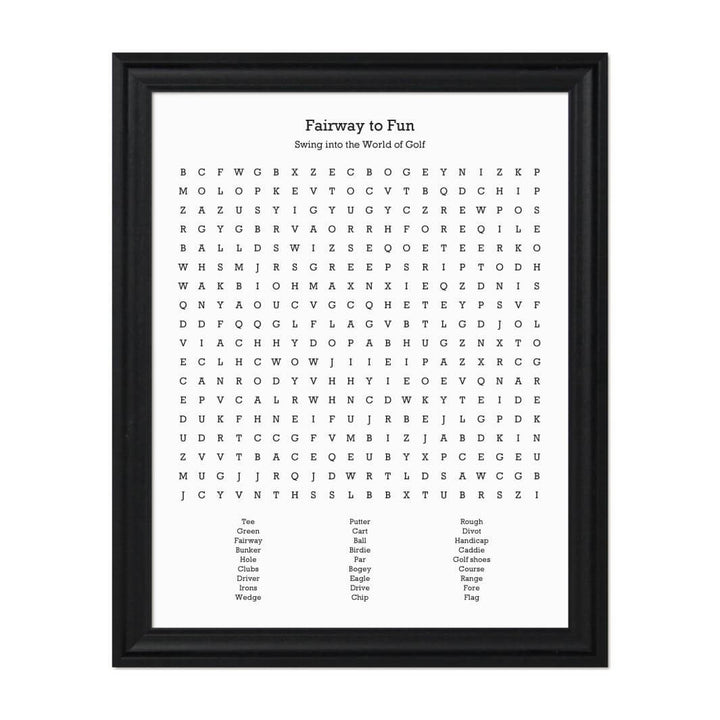 Custom Golfing Word Search Art Print#color-finish_black-beveled-frame