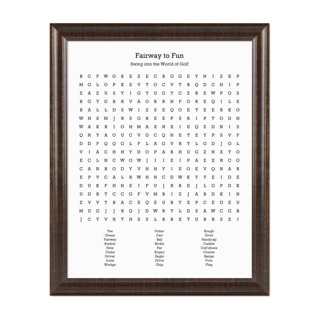 Custom Golfing Word Search Art Print#color-finish_espresso-beveled-frame