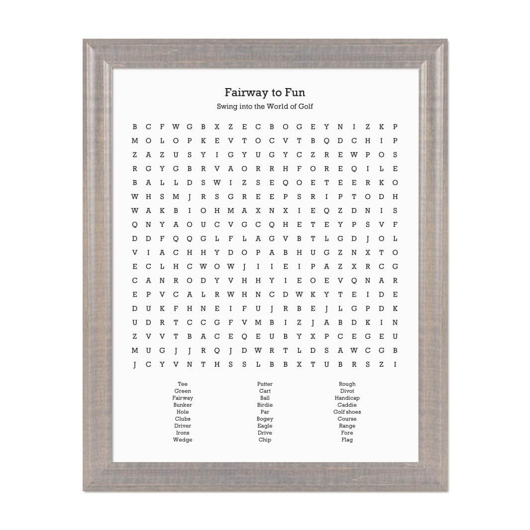 Custom Golfing Word Search Art Print#color-finish_gray-beveled-frame
