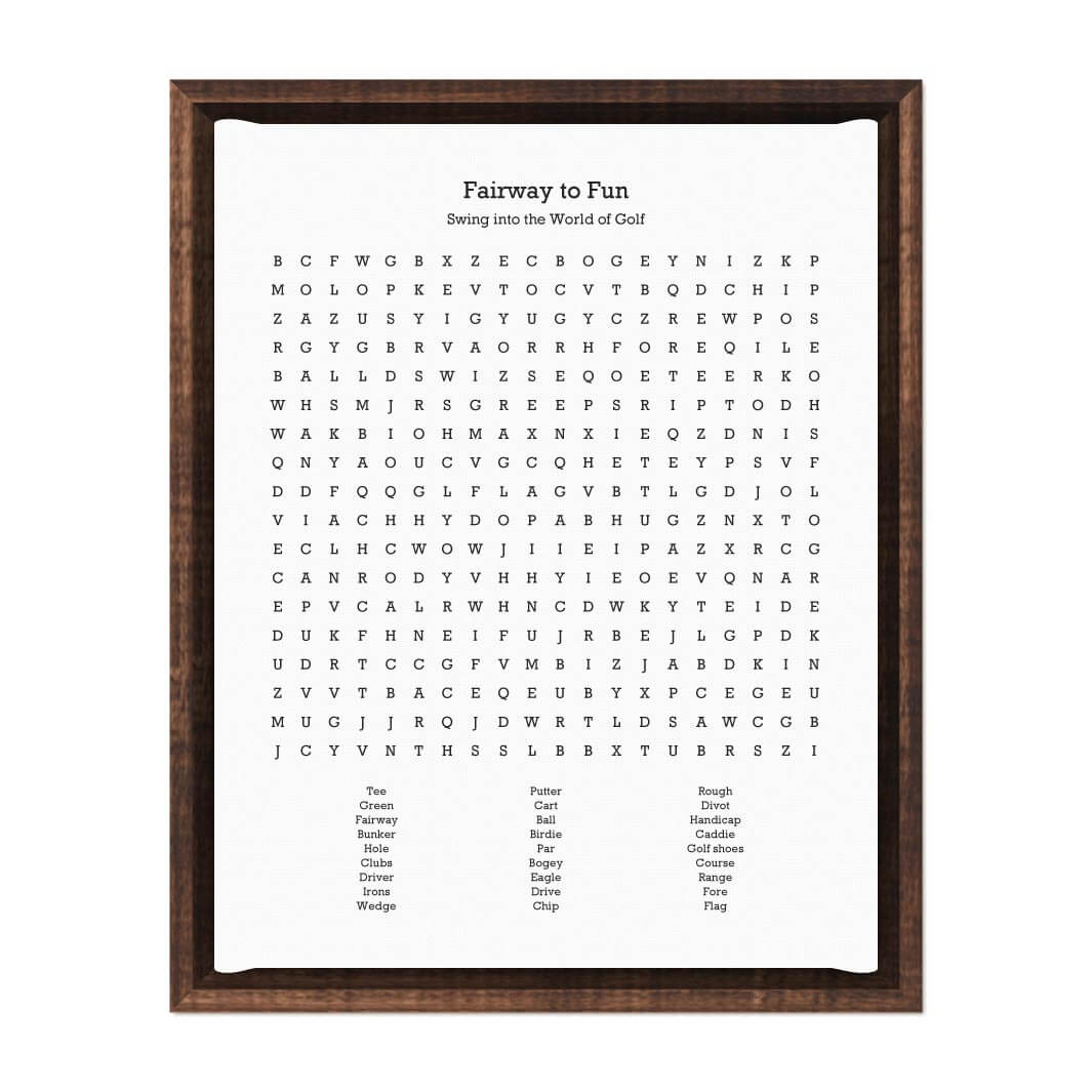 Custom Golfing Word Search Art Print#color-finish_espresso-floater-frame