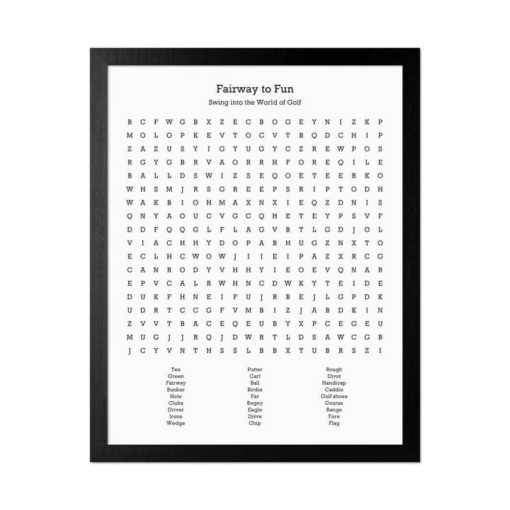 Custom Golfing Word Search Art Print#color-finish_black-thin-frame