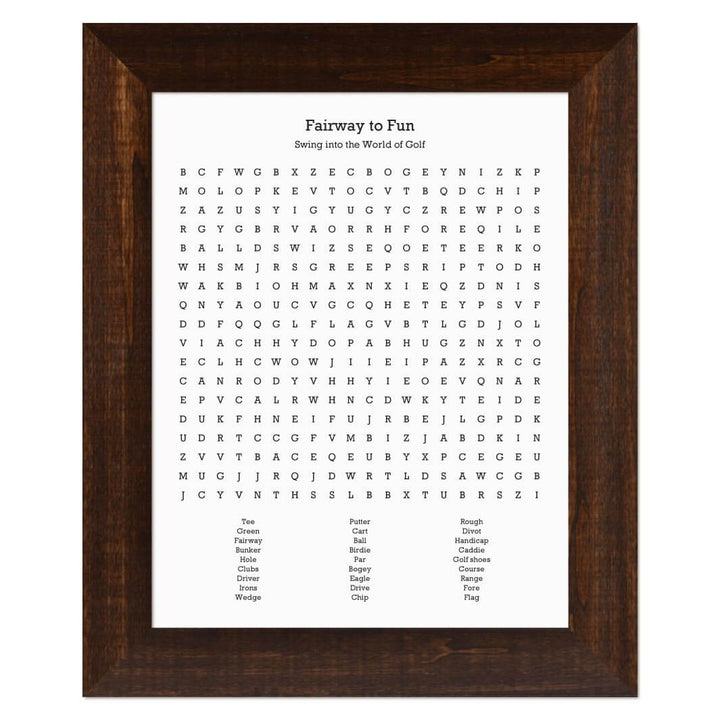 Custom Golfing Word Search Art Print#color-finish_espresso-wide-frame