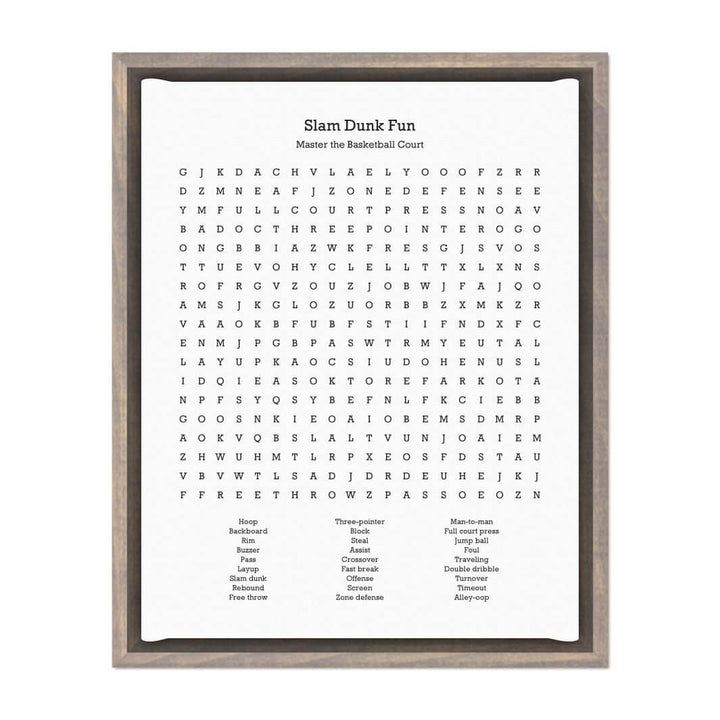 Custom Basketball Word Search Art Print#color-finish_gray-floater-frame