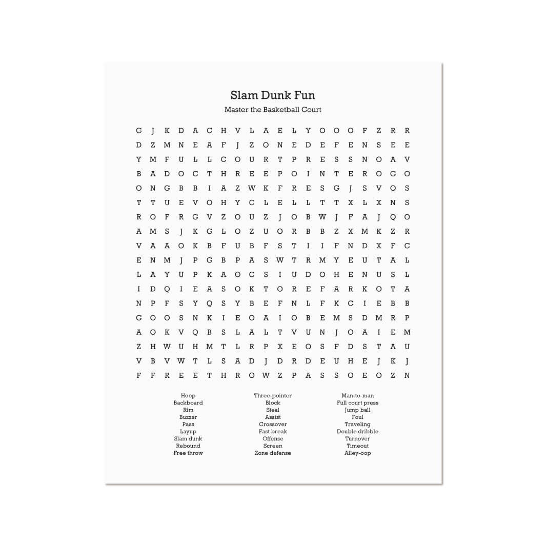 Custom Basketball Word Search Art Print#color-finish_unframed