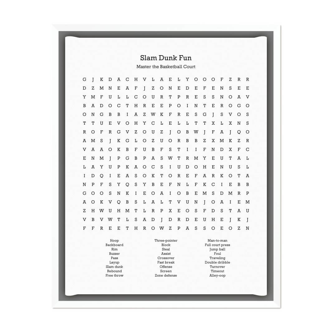 Custom Basketball Word Search Art Print#color-finish_white-floater-frame