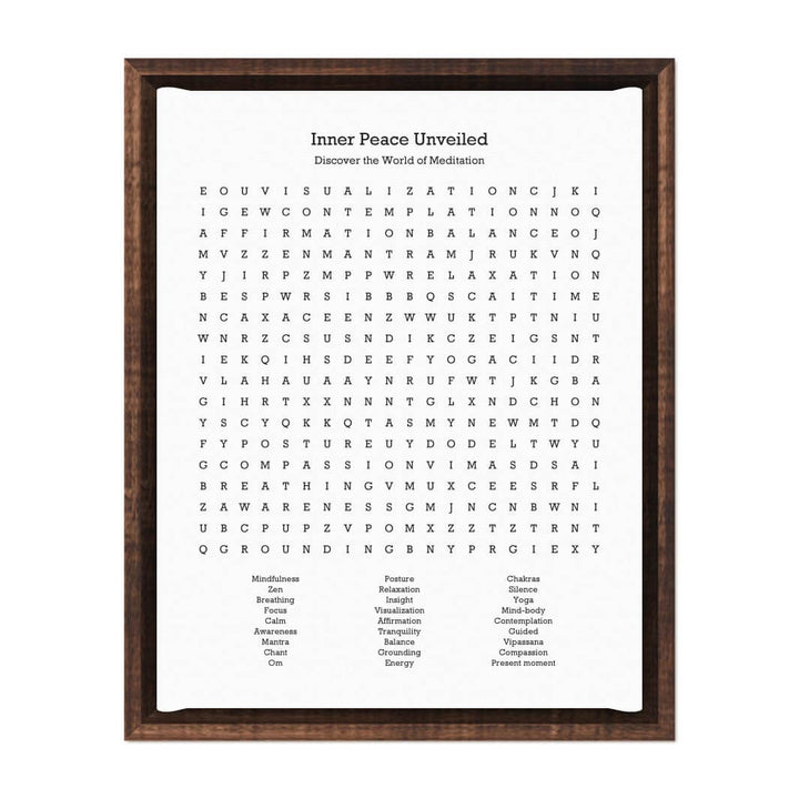 Custom Meditation Word Search Art Print#color-finish_espresso-floater-frame