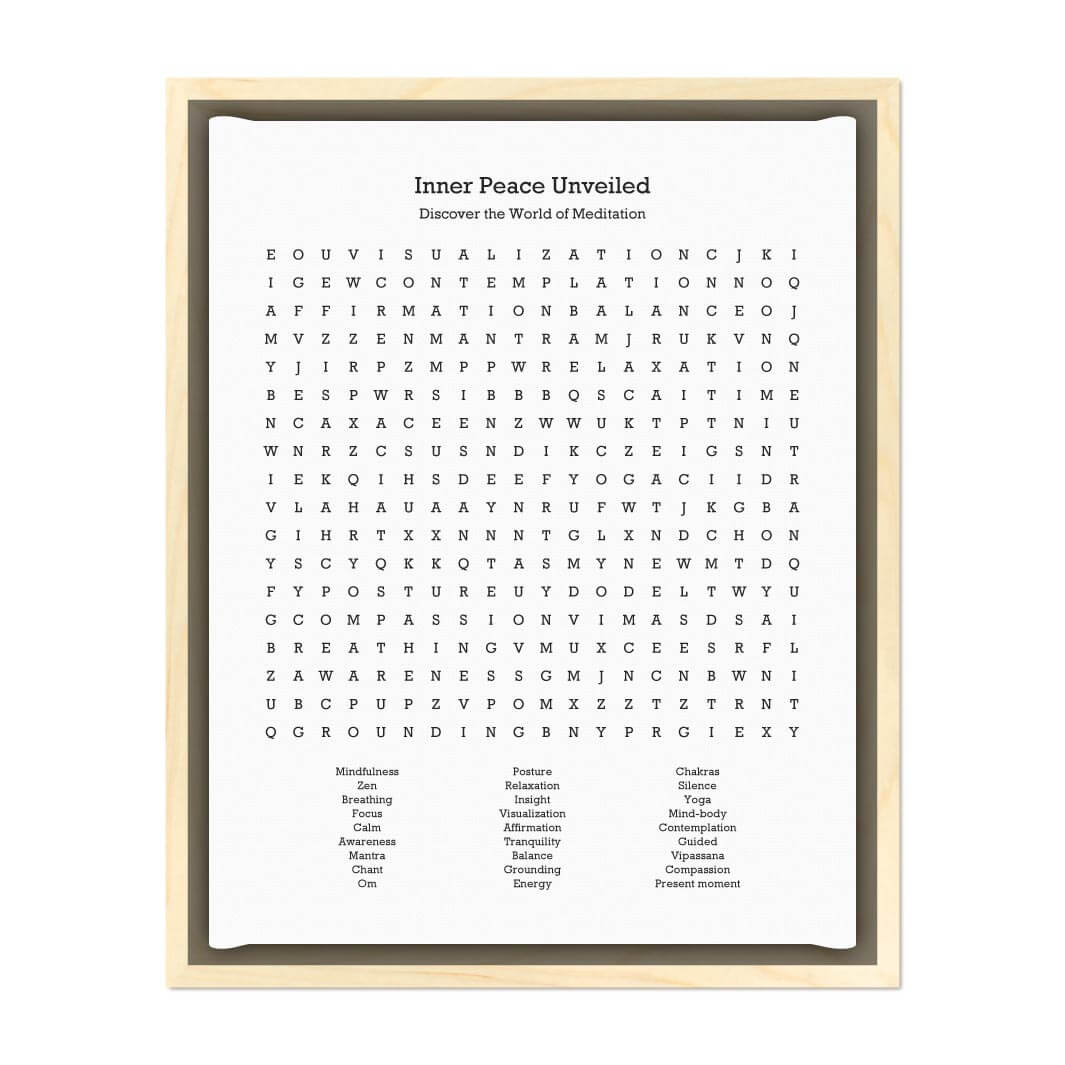 Custom Meditation Word Search Art Print#color-finish_light-wood-floater-frame