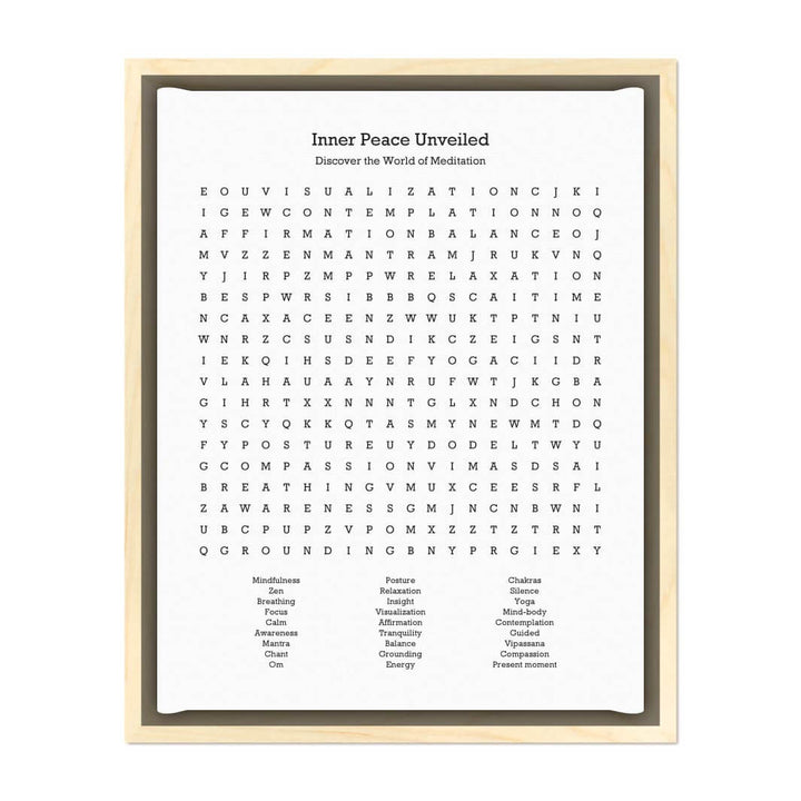 Custom Meditation Word Search Art Print#color-finish_light-wood-floater-frame