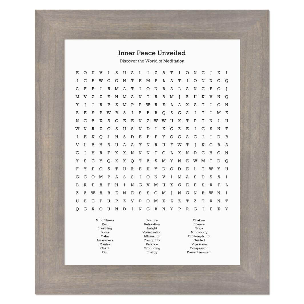 Custom Meditation Word Search Art Print#color-finish_gray-wide-frame