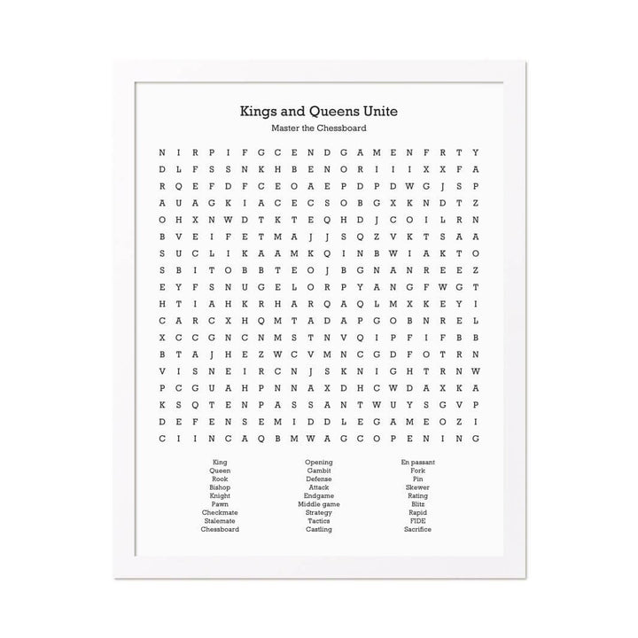 Custom Chess Word Search Art Print#color-finish_white-thin-frame
