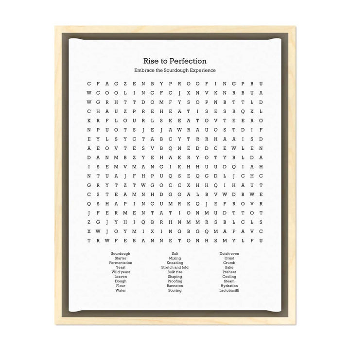 Custom Sourdough Bread Word Search Art Print#color-finish_light-wood-floater-frame