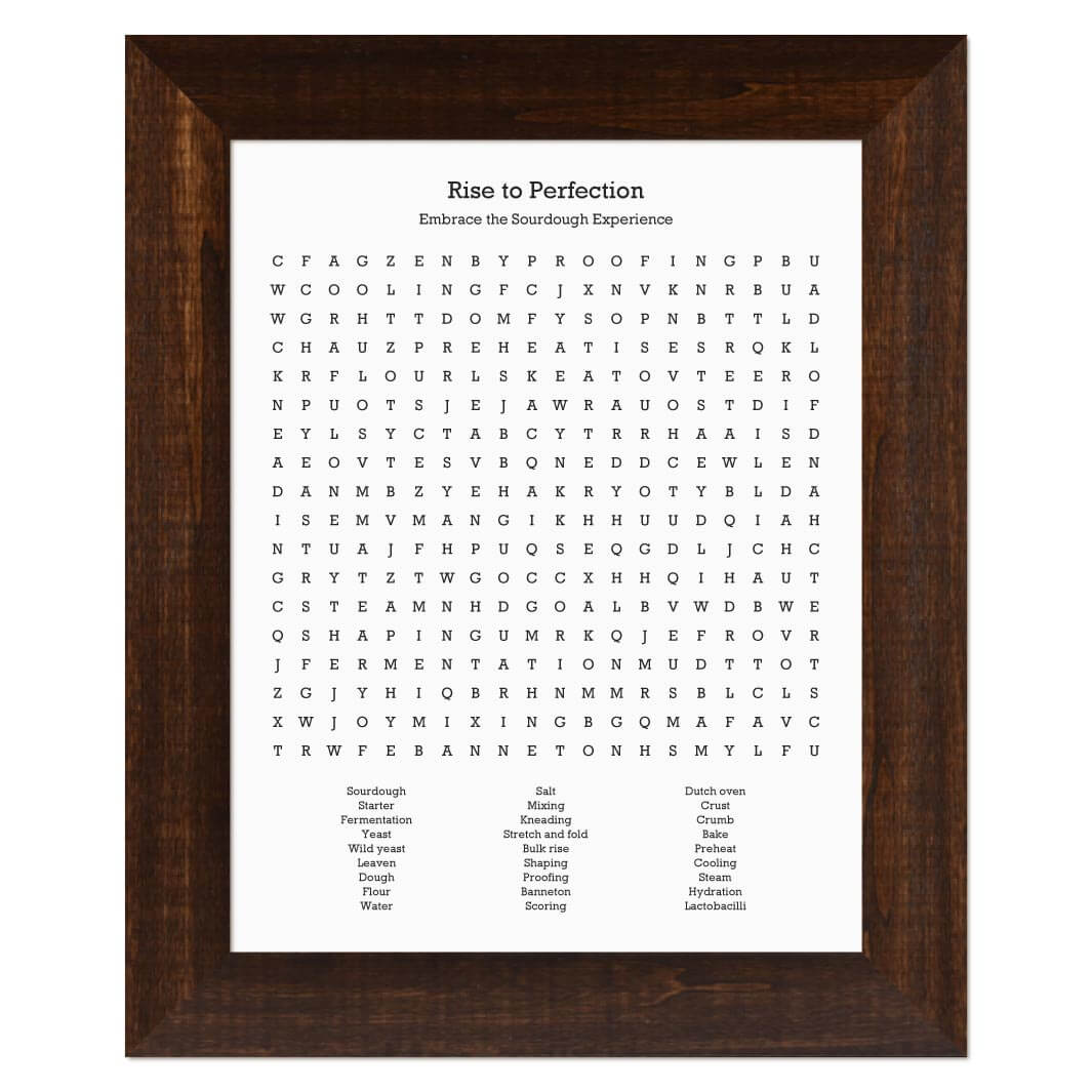 Custom Sourdough Bread Word Search Art Print#color-finish_espresso-wide-frame