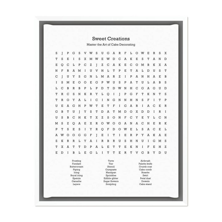 Custom Cake Decorating Word Search Art Print#color-finish_white-floater-frame