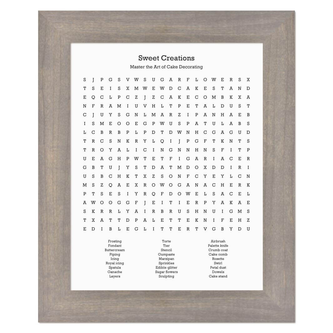 Custom Cake Decorating Word Search Art Print#color-finish_gray-wide-frame