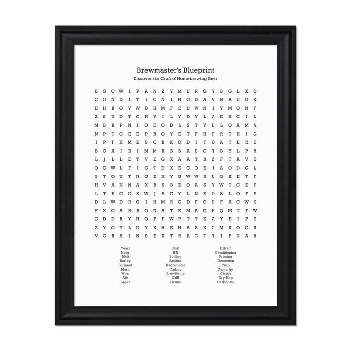 Custom Homebrewing Word Search Art Print#color-finish_black-beveled-frame