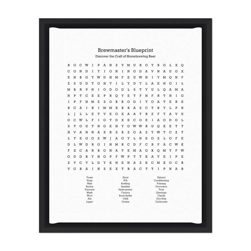 Custom Homebrewing Word Search Art Print#color-finish_black-floater-frame