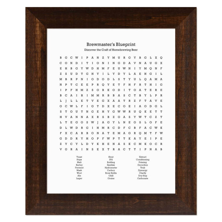 Custom Homebrewing Word Search Art Print#color-finish_espresso-wide-frame