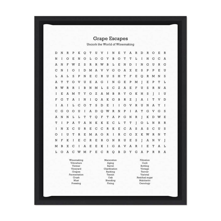 Custom Winemaking Word Search Art Print#color-finish_black-floater-frame