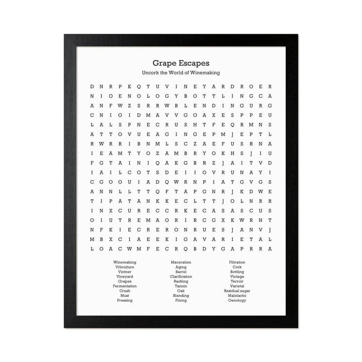 Custom Winemaking Word Search Art Print#color-finish_black-thin-frame