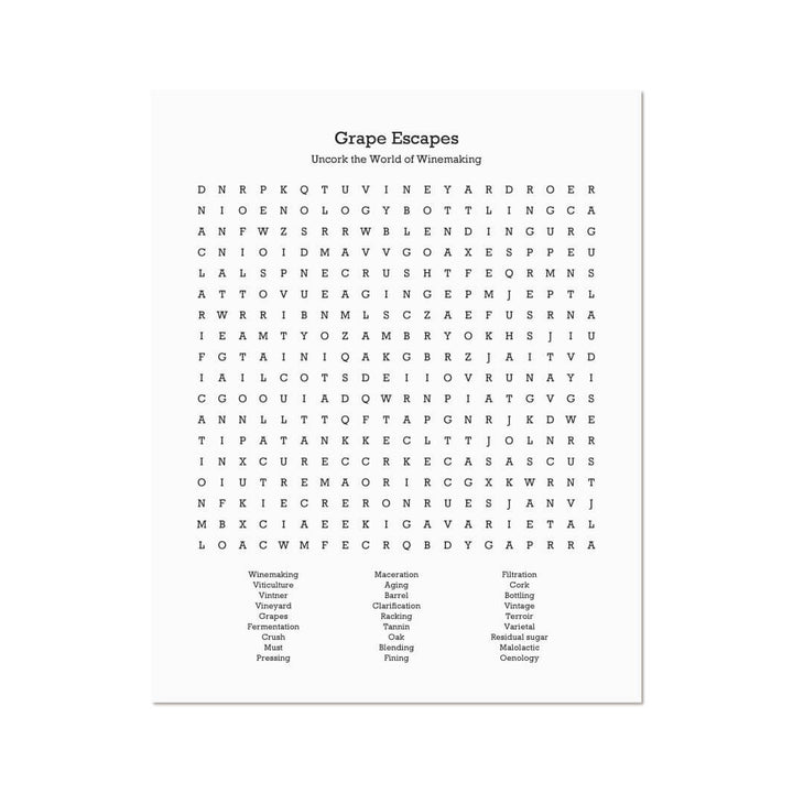 Custom Winemaking Word Search Art Print#color-finish_unframed