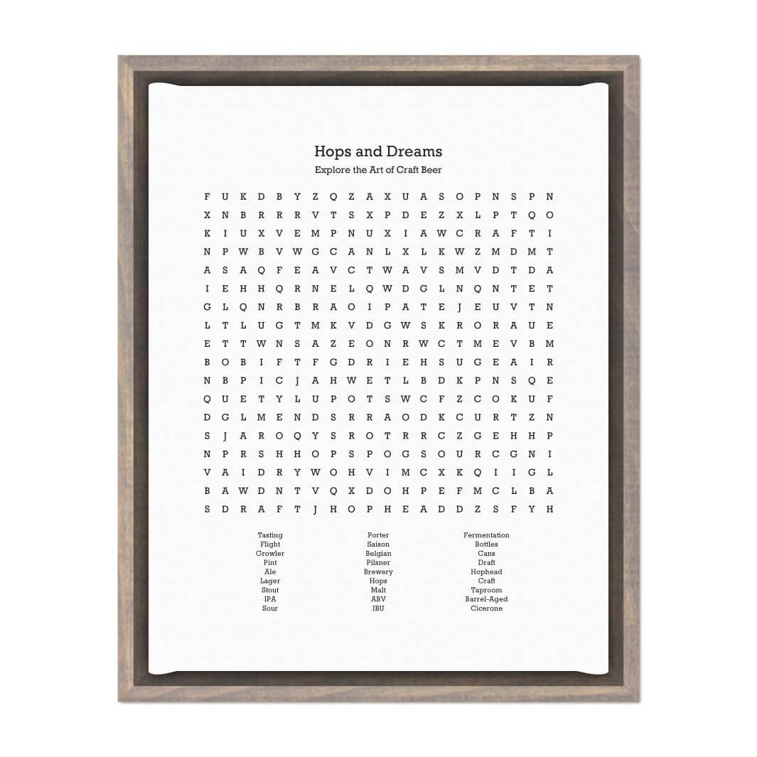 Custom Craft Beer Word Search Art Print#color-finish_gray-floater-frame