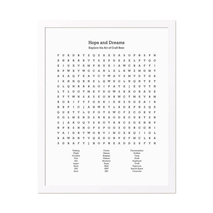 Custom Craft Beer Word Search Art Print#color-finish_white-thin-frame