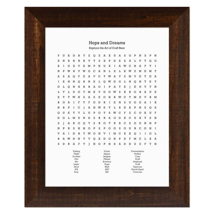Custom Craft Beer Word Search Art Print#color-finish_espresso-wide-frame