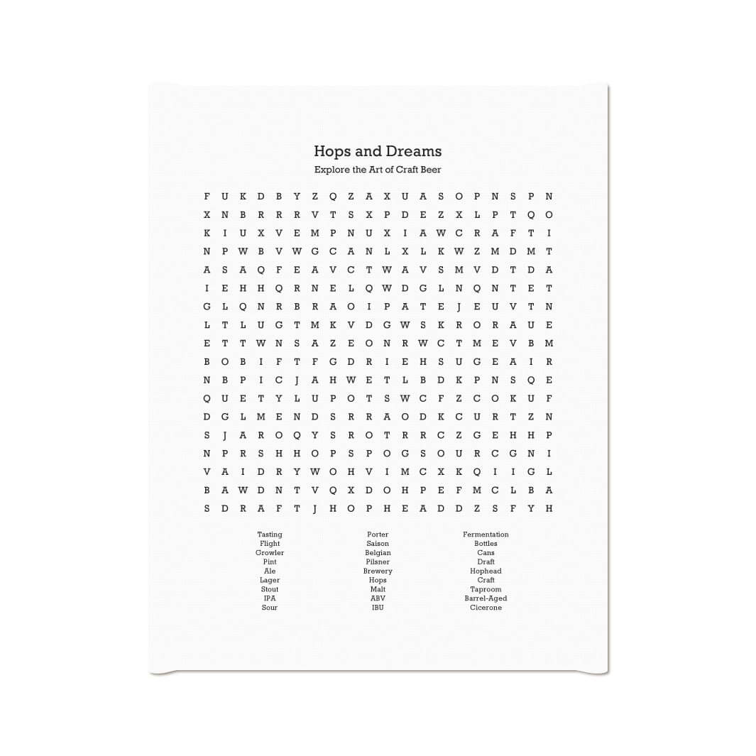 Custom Craft Beer Word Search Art Print#color-finish_wrapped-canvas