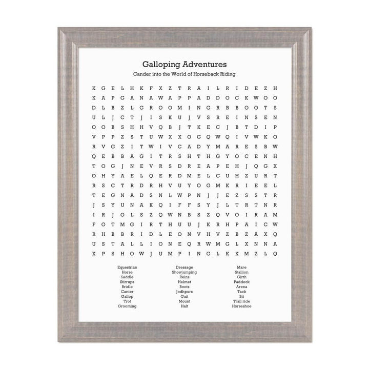 Custom Horseback Riding Word Search Art Print#color-finish_gray-beveled-frame