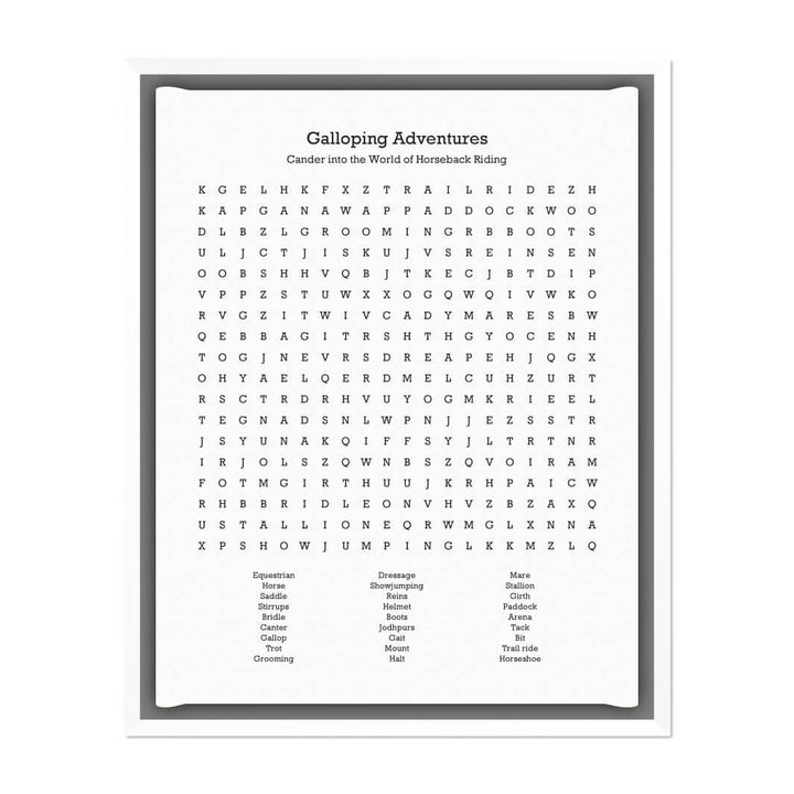 Custom Horseback Riding Word Search Art Print#color-finish_white-floater-frame