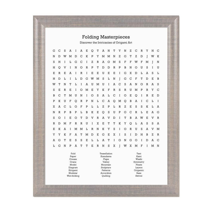 Custom Oragami Word Search Art Print#color-finish_gray-beveled-frame