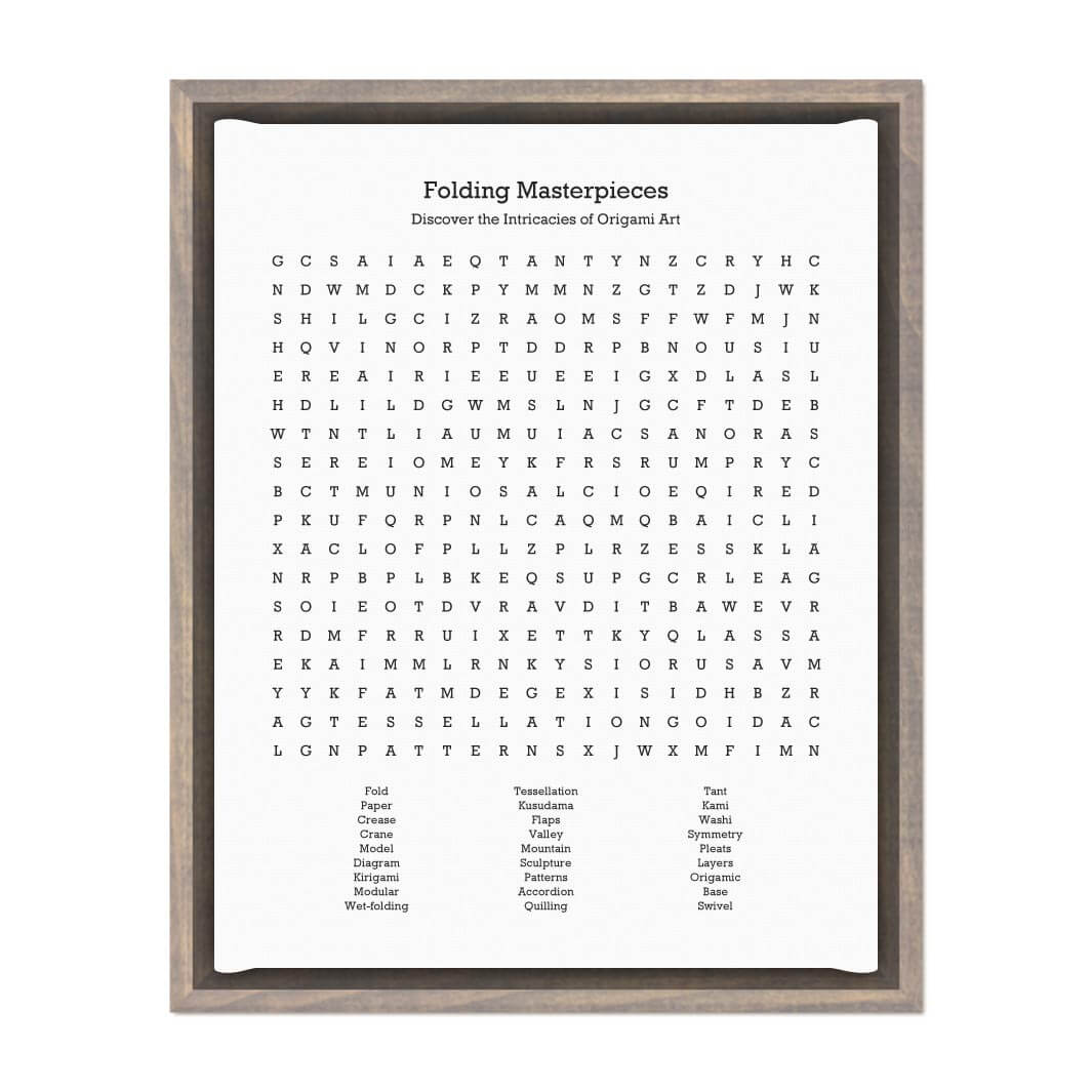 Custom Oragami Word Search Art Print#color-finish_gray-floater-frame
