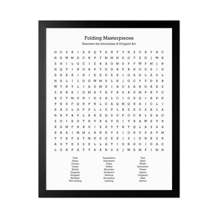 Custom Oragami Word Search Art Print#color-finish_black-thin-frame